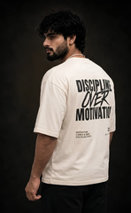 Skin tone oversized streetwear t-shirt with Discipline Over Motivation print -
Elitewear X