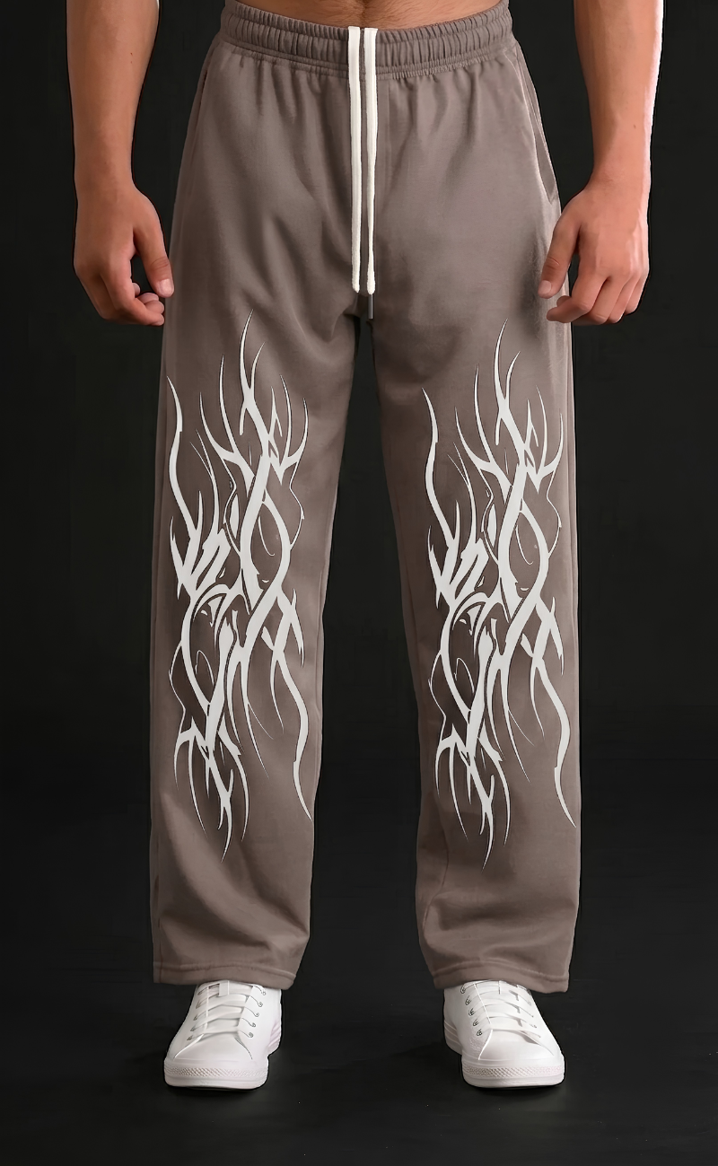 Beige baggy streetwear trousers, Urban Edge style - Elitewear X