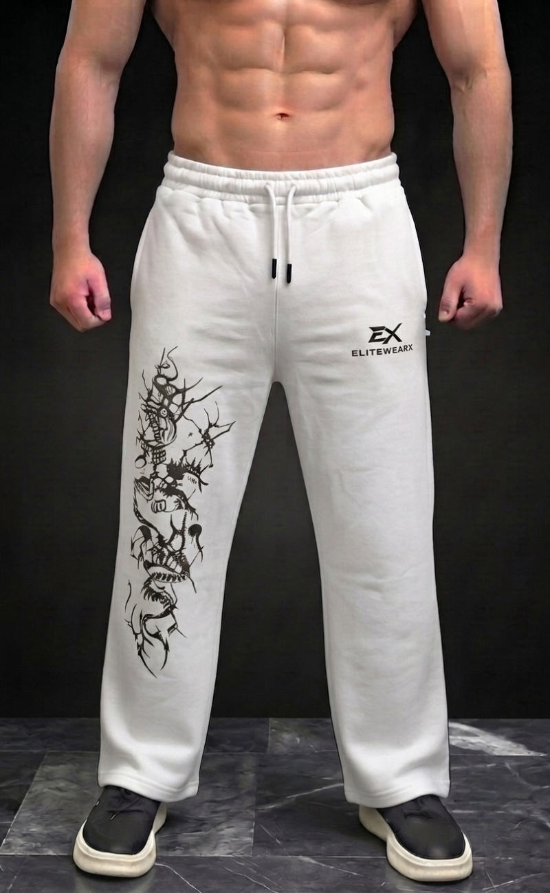Grey baggy trousers with Dragon Strike graphic print - Elitewear X