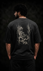 Black drop shoulder oversized t-shirt with Dragon Breakout print - Elitewear X