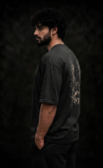 Black drop shoulder oversized t-shirt with Dragon Breakout print - Elitewear X