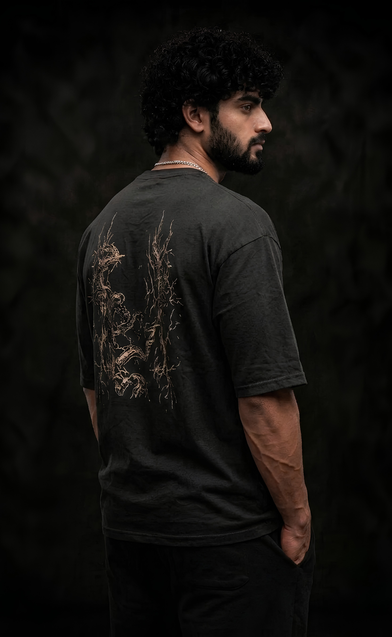 Black drop shoulder oversized t-shirt with Dragon Breakout print - Elitewear X