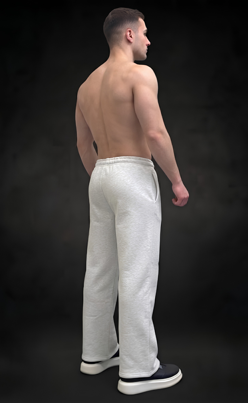 Grey baggy trouser with flame graphic print at hem - Elitewear 