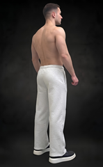 Grey baggy trouser with flame graphic print at hem - Elitewear 