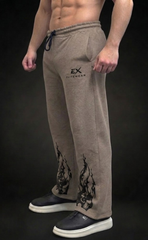 Beige baggy trouser with flame graphic print at hem - Elitewear X