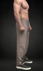 Beige baggy trouser with flame graphic print at hem - Elitewear X