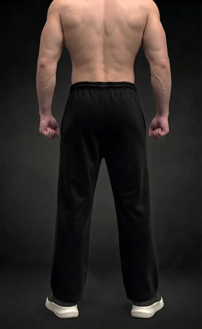 Black baggy trouser with flame graphic print at hem - Elitewear X