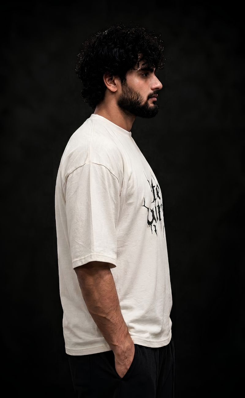 Skin tone drop shoulder oversized t-shirt with Elitewear X logo print
