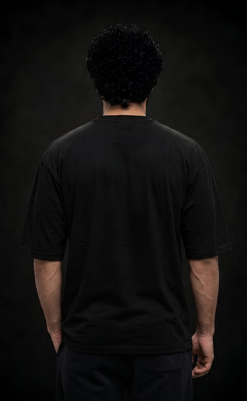 Black drop shoulder oversized t-shirt with Elitewear X logo print