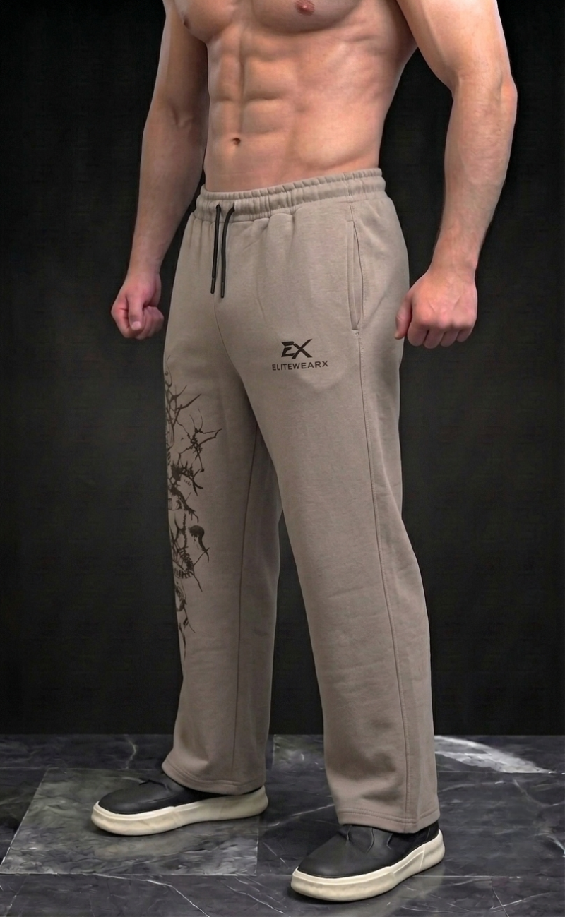 Beige baggy trousers with Dragon Strike graphic print - Elitewear X